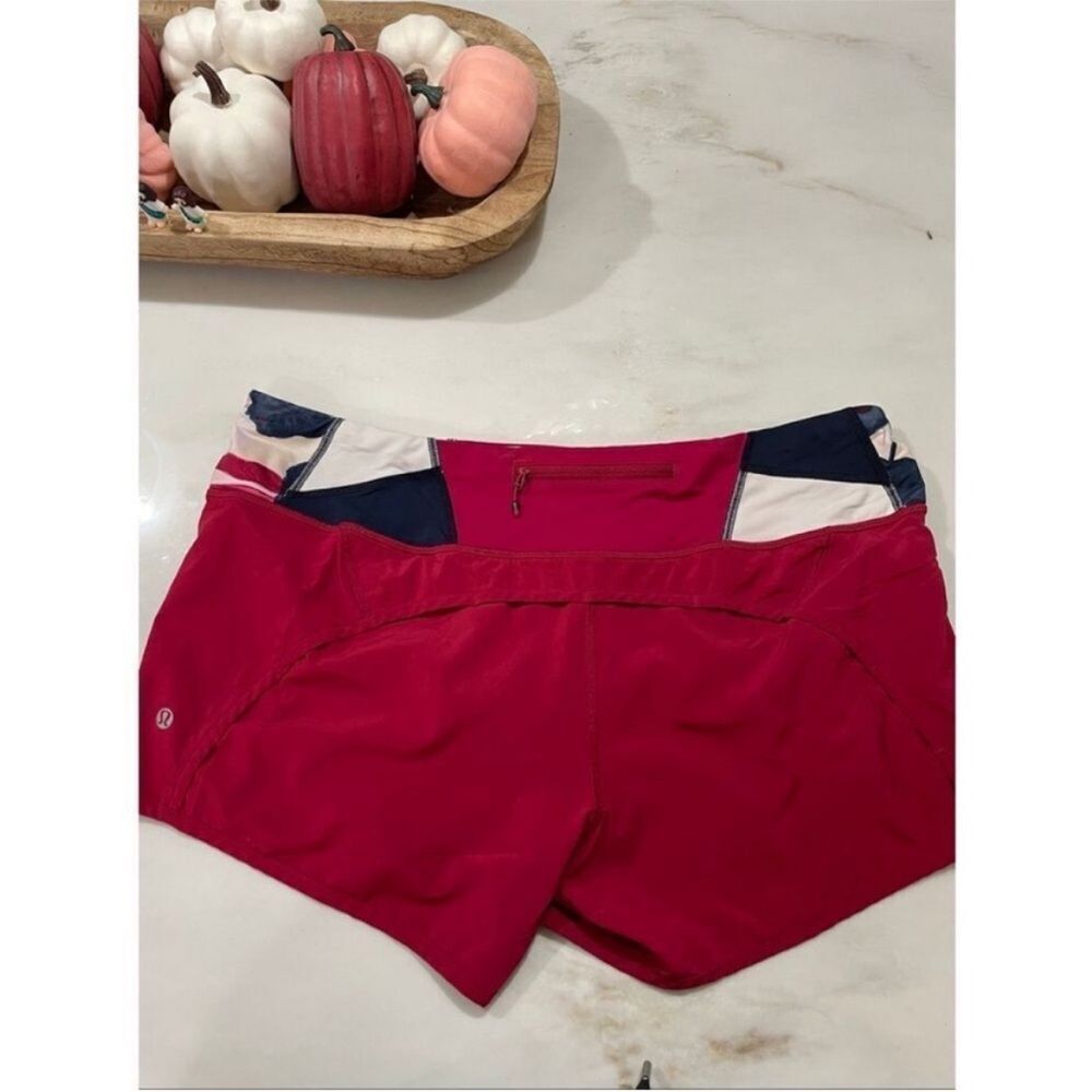 Lululemon Run Time Short 4 way stretch Red Quilt Lined Speed Up Tracker short - Picture 3 of 7